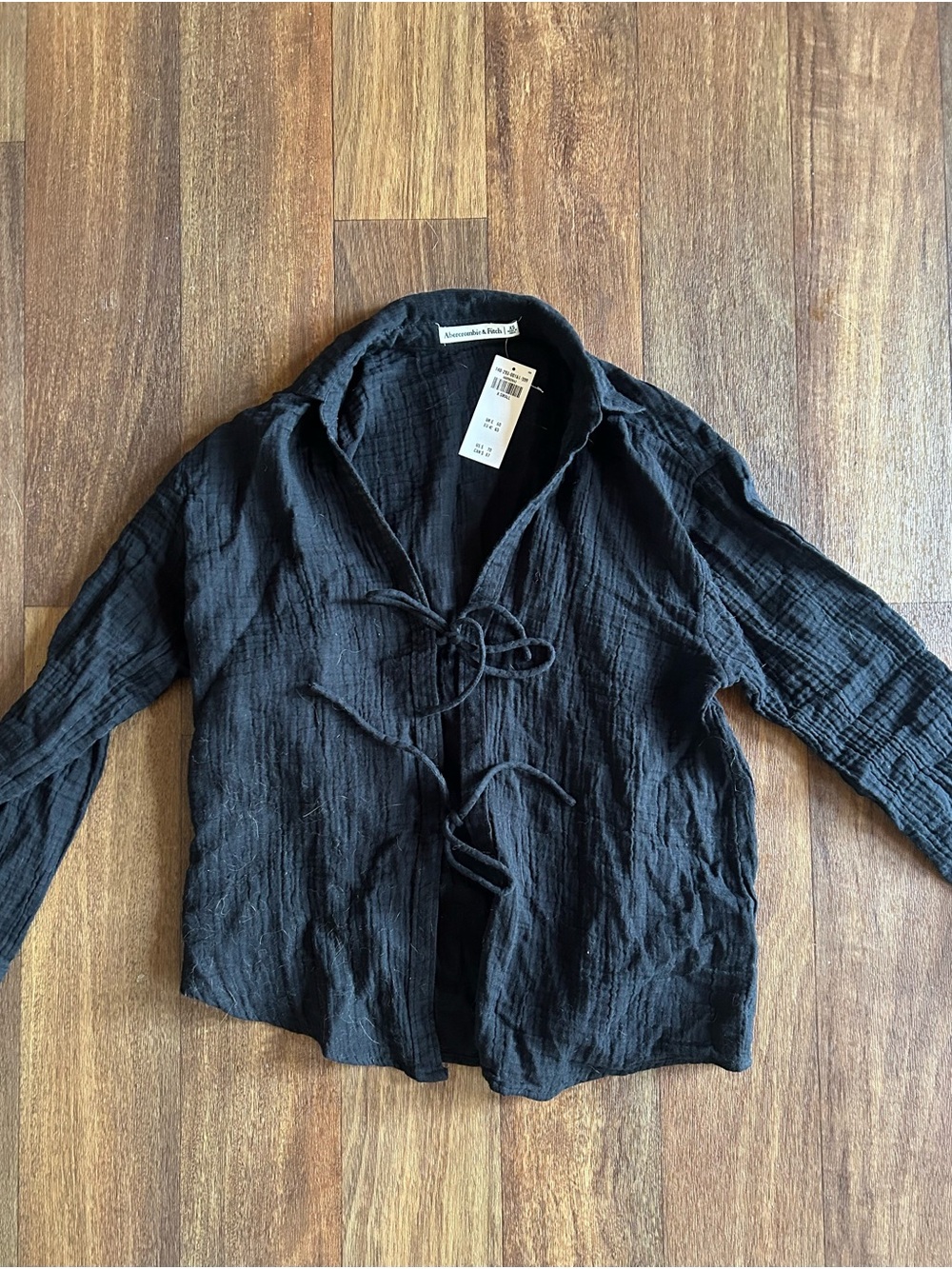 Abercrombie & Fitch Black Tie-Front Gauze Shirt